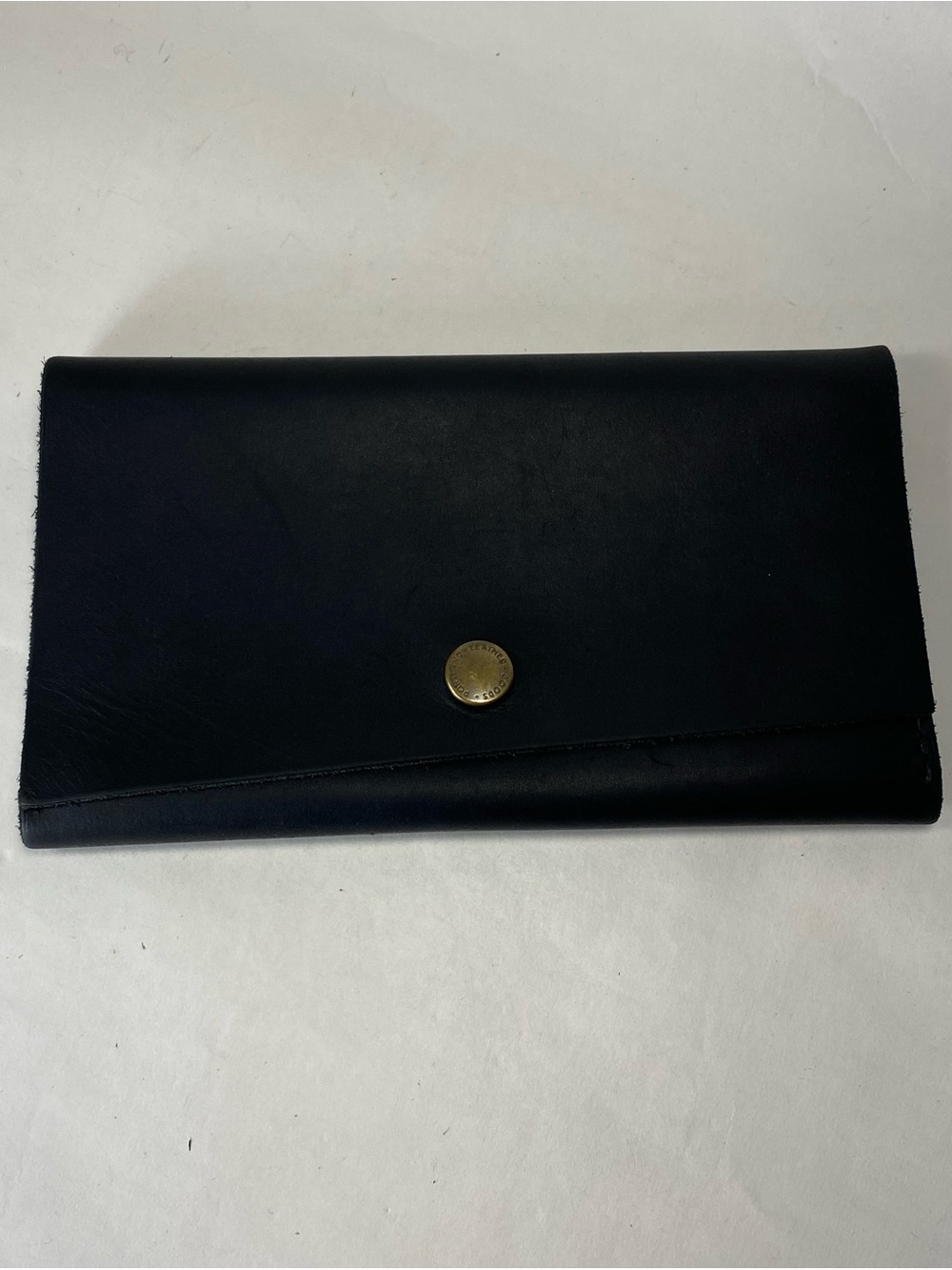 Portland Leather Goods Rancher Black Long Envelope Wallet Brass Snap Closure - Picture 4 of 14